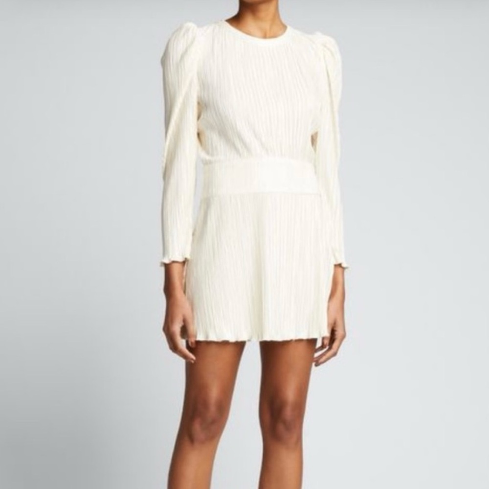 LoveShackFancy White Pleated Mini Dress